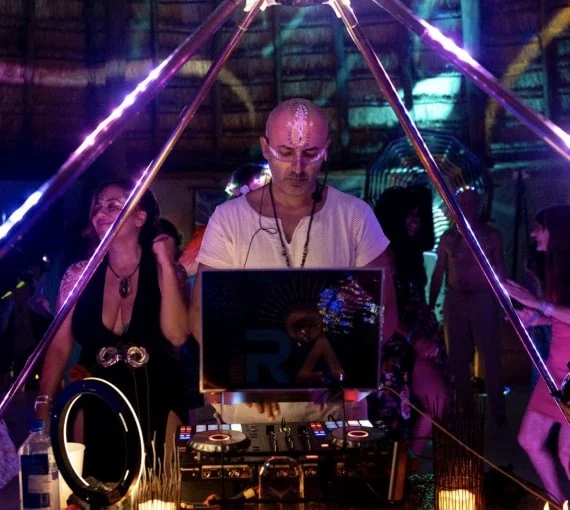 Siman DJing at the New Earth Music Festival.